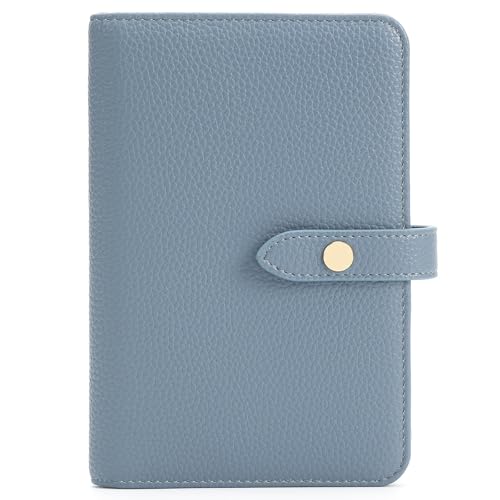 Passport Holder Cover PU Leather Travel Wallet Case RFID Blocking Travel Document Organizer for Women and Men Scandihome Series - color: Blue