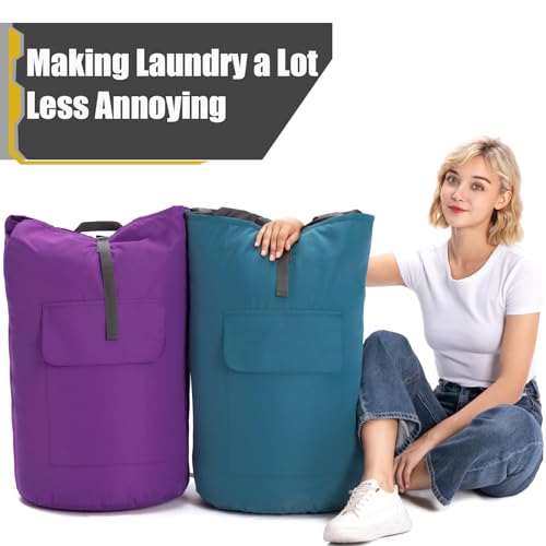 Backpack Laundry Bag, 115L Heavy Duty Extra Large College Laundry Backpack, Dirty Clothes Bag with Shoulder Straps, Laundry Hamper Bag with Drawstring Closure for College Dorm, Apartment Teal - color: Teal