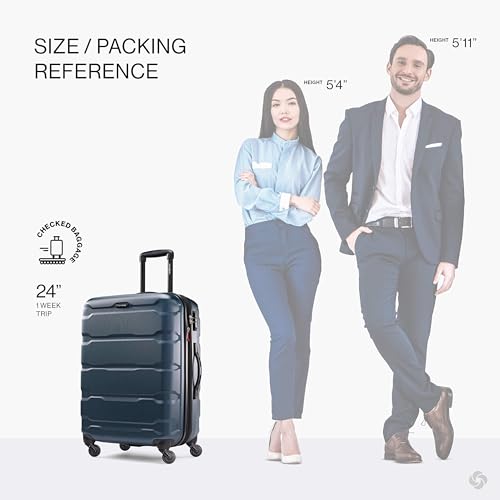 Samsonite Omni PC Hardside Expandable Luggage with Spinner Wheels, Teal, Checked-Medium 24-Inch - color: Teal, size: Checked-Medium 24-Inch