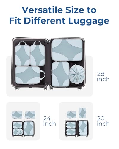Bagsmart Compression Packing Cubes, Travel Bag Cruise Ship Essentials - color: Clear Blue