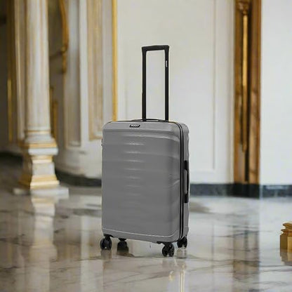 DUKAP RAV 24-Inch Medium Checked Hardside Spinner Luggage Durable Zippered Silver - color: Silver, size: 24 Inch
