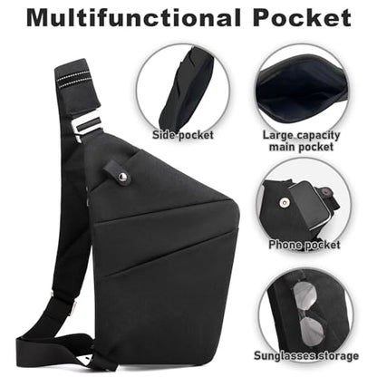 Anti Theft Travel Bag Sling Cross-body Bag Large Capacity - color: Black, style: Left Shoulder
