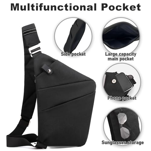 Anti Theft Travel Bag Sling Cross-body Bag Large Capacity - color: Black, style: Left Shoulder