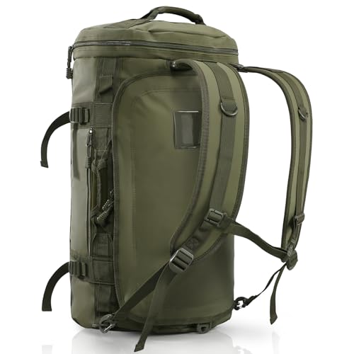 Haimont Heavy Duty Convertible Travel Duffel Backpack, Army Green, 45L - color: Green, size: 45L