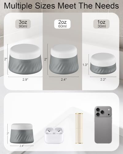Quatish 6 Pack Travel Size Containers for Toiletries, 2oz, Grey - color: Grey, size: 2 Ounces