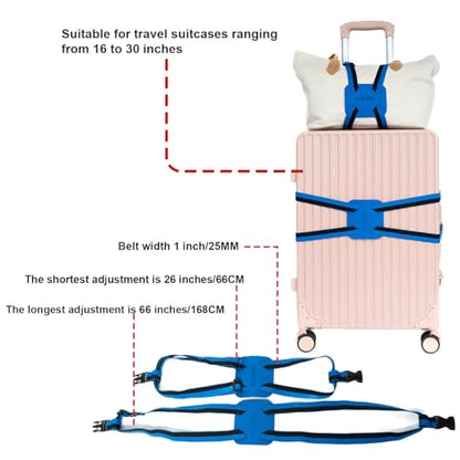 Luggage Straps for Suitcases, Travel Accessories to Connect Two Suitcase, Add A Bag Luggage Strap for Carry On Luggages Adjustable Buckle Belt (Black/Blue-1pcs) - color: Black/Blue-1pcs