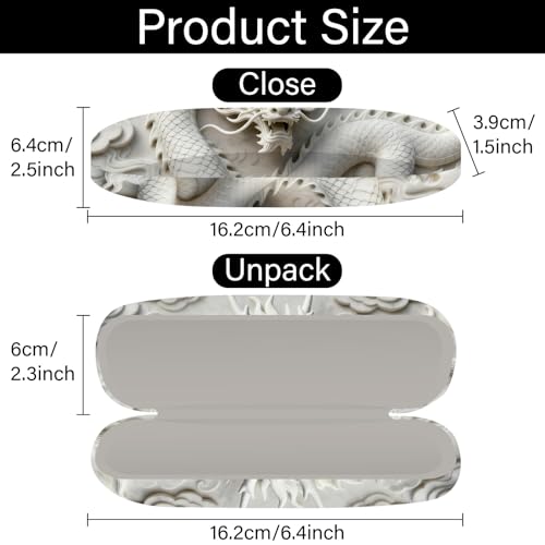CREATCABIN Glasses Case Hard Shell Leather Eyeglasses Cases Sunglasses Holder Portable Travel Spectacle Pouch Storage Clamshe - style: Dragon