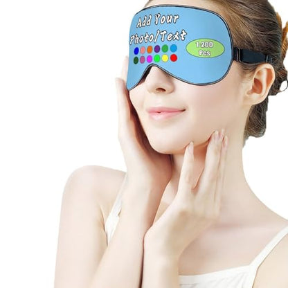 Custom Eye Mask for Men Women Personalized Sleep Mask Add Your Photo Text Logo Adjustable Strap Eyeshade for Sleeping Travel Work, LightSkyBlue - color: Lightskyblue