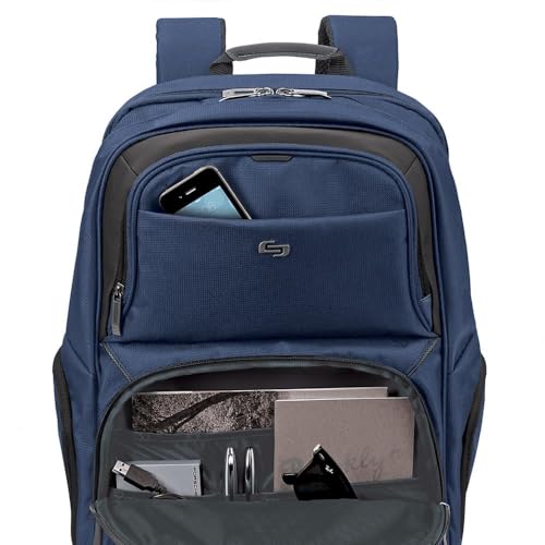 Solo New York Ambition Backpack – Stylish 17.3" Laptop Backpack with Tablet Pocket, Organizer Section, Padded Back & Straps – Perfect for Professionals & Travel (Navy) - color: Navy