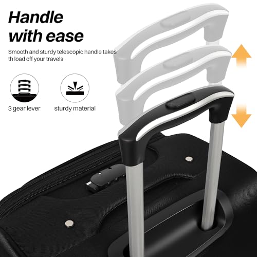 24'' Luggage,Softside Suitcase,w/LOCK,Expandable 15% - color: Black-Burgundy, size: Checked-Medium 24-Inch