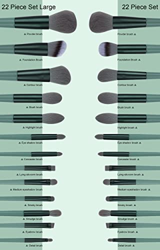 Koccido Makeup Brushes 22 Pcs Makeup Kit,Foundation Brush Eyeshadow Brush Make up Brushes Set (Green, 22 Piece Set Large) - color: Green, size: 22 Piece Set Large