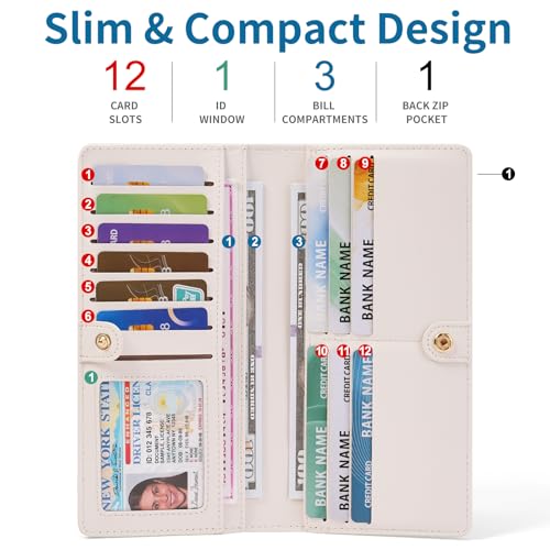 FALAN MULE Ultra Slim Thin Wallet Women RFID Blocking Leather Bifold Ladies - color: Yf-Whale White