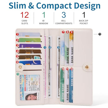 FALAN MULE Ultra Slim Thin Wallet Women RFID Blocking Leather Bifold Ladies - color: Yf-Whale White