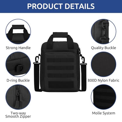 Tactical Messenger Bag, Laptop Briefcase MOLLE Shoulder Pack Handbag - color: Black