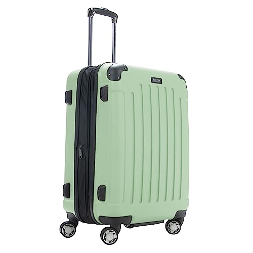 Kenneth Cole REACTION Renegade Luggage Expandable 8-Wheel Spinner Lightweight Hardside Suitcase, Seafoam, 24-Inch Checked - color: Seafoam, size: 24-Inch Checked
