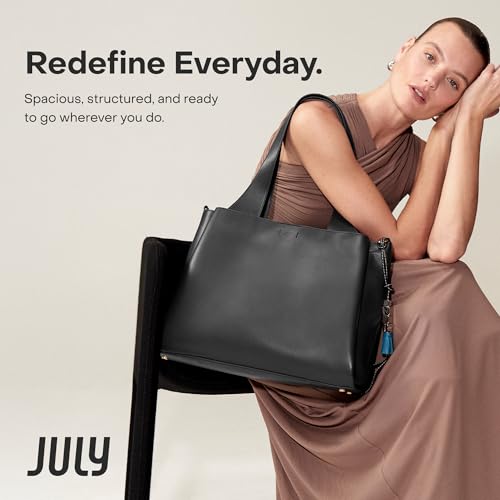 July Juliette Soft Work Tote Bag, Laptop Sleeve, 18L, Black - color: Black