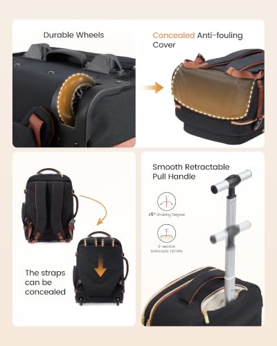 LOVEVOOK Rolling Backpack for Women, 40L Carry On with Wheels, 15.6'' - color: Ink Blue-grey Blue-black, size: 56L-3Pcs-Luggage
