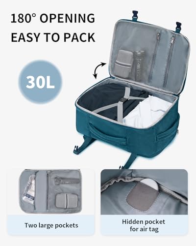 ECOHUB Travel Backpack Airline Approved Under Seat Personal Item Bag - color: Blue Green, size: 18 inch underseat