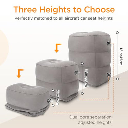HOMCA Inflatable Travel Foot Rest Pillow for Airplane (2-Pack) - color: Grey