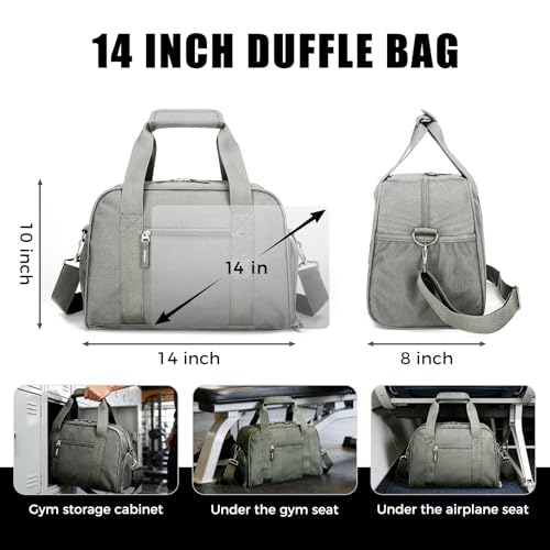 Searock 14 inch Small Gym Bag with Shoe Compartment - color: Grey, size: 14 x 8 x 10″ (Small)