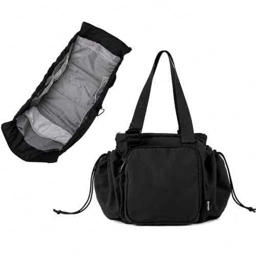 Everyday Bag Tote for Women, Spacious Diaper Bag with 16 Pockets, Durable Travel Bag, Sleek Work Shoulder Bag - color: Nylon Matte Black