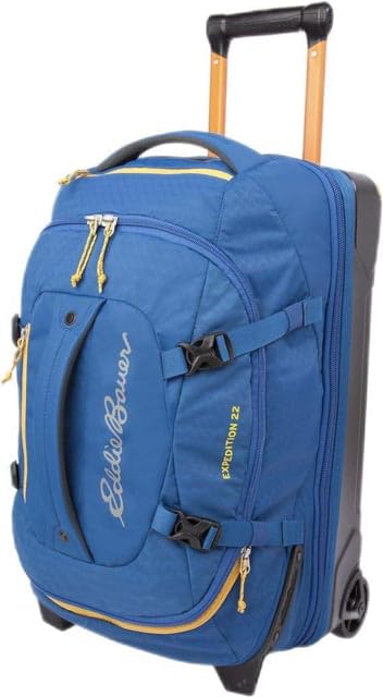 Eddie Bauer Expedition Rolling Duffel Bag with Wheels - True Blue, 22" - color: True Blue, size: 22" (Carry-On)