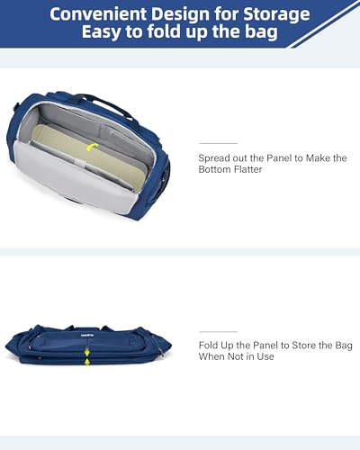 HanTrip 21 Inch Carry On Duffel Bag Foldable Overnight Tote Bags, Blue - color: Blue, size: Carry-on 21.5-Inch