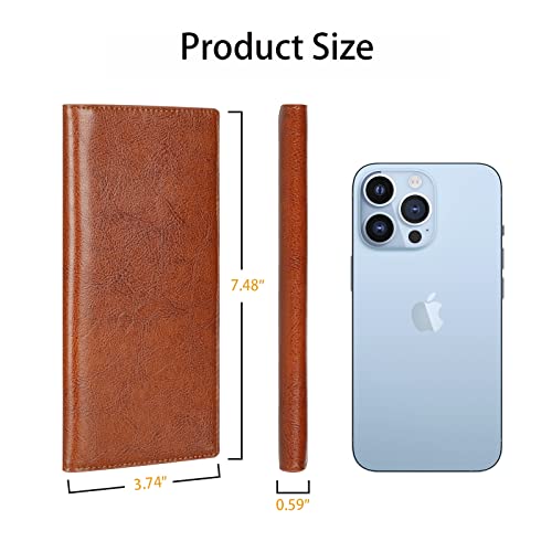 Lavemi Ultra Slim Thin Leather Women Wallet RFID Blocking Credit Card Holder Bifold Long Ladies Billfold - color: 1-waxed Brown