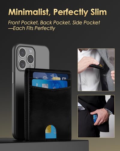 QLD Wallet for Men - RFID Blocking [Functional & Practical] Bifold Slim Minimalist Credit Card Holder Pop Up Metal Case with Cash Slot, Front Pocket with ID Window, Gift Boxed (BLACK) - color: Black