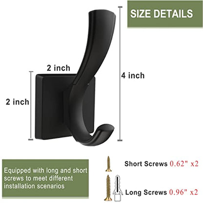 TOFIIGREM Black Towel Hooks, Coat Robe Hooks Bathroom Entryway Mudroom Pool Hooks for Wall Mount Hanging Towels Bathrobe Key Hat Backpack (2 Pack, Black) - color: Black, size: 2 Pack
