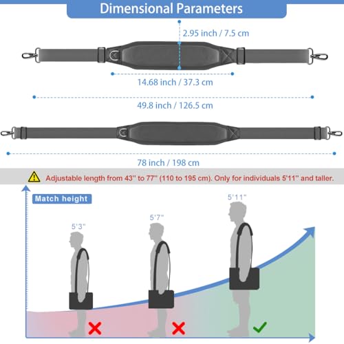 ZINZ 78-Inch Shoulder Bag Strap,Gray - color: Gray