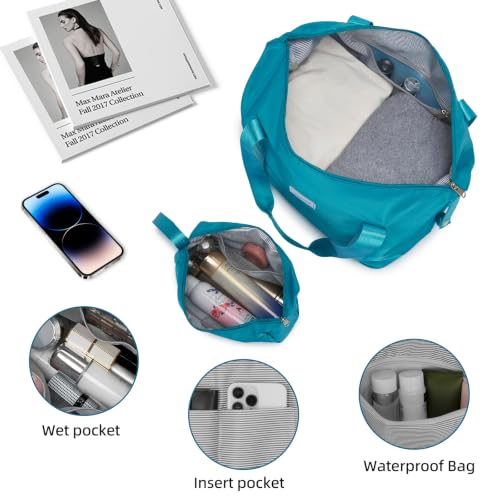 LARVENDER Luggage Sets 5 Piece, PC+ABS Expandable Suitcases with Wheels - color: Turbo Teal, size: 5 Piece Set (20/24/28/DB/TB)