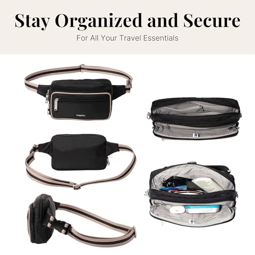 Baggallini Securtex Anti-Theft Belt Bag - color: Black/Neutral