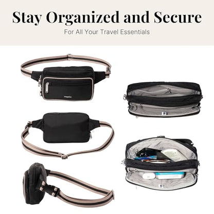 Baggallini Securtex Anti-Theft Belt Bag - color: Black/Neutral