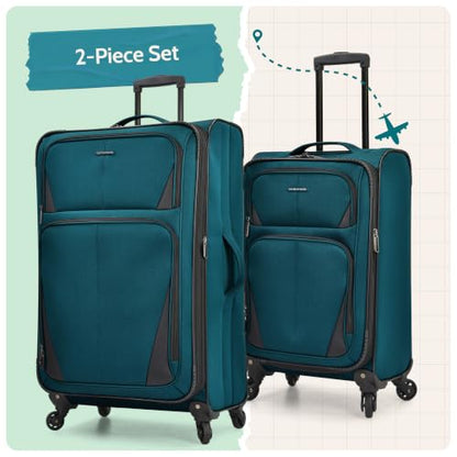 U.S. Traveler Aviron Bay Expandable Softside Luggage with Spinner Wheels, Navy, 2-Piece Set - color: Navy, size: 2-Piece Set