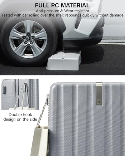 Hanke Upgraded Elite 29 Inch Extra Large Checked Luggage, PC Hard Shell Suitcases with Wheels, TSA Lock, Explosion-Proof Zipper Suitcase for Long Travel Men & Women,Grey - color: Grey, size: 29 Inch