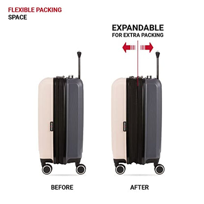 SwissGear Duet Expandable Luggage Set, 3-Piece Hardside Luggage Set with Spinner Wheels - color: Pink/Dark Grey, size: 3-Piece Set (19/24/28)