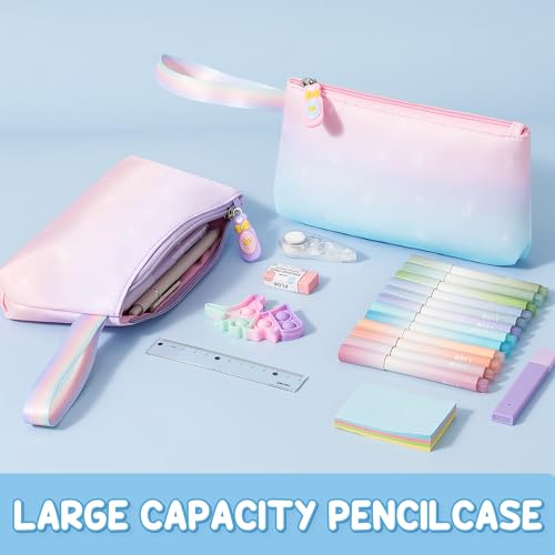 Fimibuke Backpacks for Girls, 3 PCS Gradient Kids Bookbag Set for School - color: purple pink