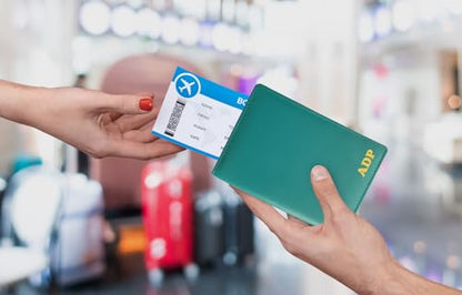 Personalized Monogrammed Teal Leather RFID Passport Wallet - color: Teal, style: Minimalist