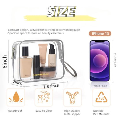Icramsy Clear Makeup Bag,2 Pack TSA Approved Toiletry Bag for Women & Men - color: Grey