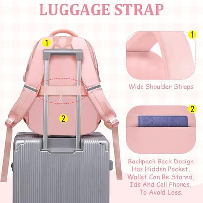 Kids Backpacks for Girls - Cute Girls Backpack for Kids Children Teens Elementary Middle School - 17″ Students Bookbag Travel Back Pack for Age 6-18 - color: Tm-pink-backpack Only