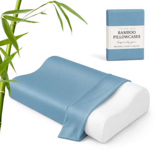 Cooling Contour Cervical Pillowcase, Aqua Blue, 24x14x5/3.7 Inches, 1 Piece - color: Aqua Blue