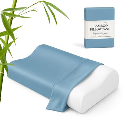 Cooling Contour Cervical Pillowcase, Aqua Blue, 24x14x5/3.7 Inches, 1 Piece - color: Aqua Blue
