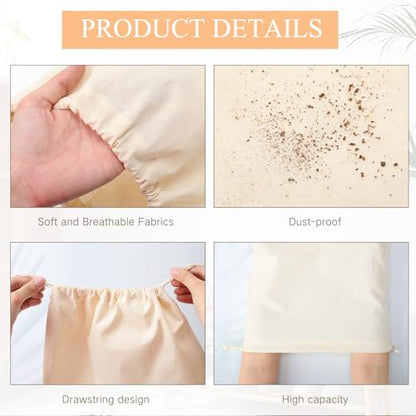 Hillban Shoes Bag for Travel Storage Dust Proof Cotton Drawstring Bag Breathable Pouch for Travel Home Pantry Accessories - size: 12 x 16 Inch