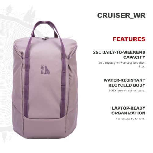 INUK Travel Laptop Backpack, 25L Recycled Waterproof Light Daypack - color: Misty Purple