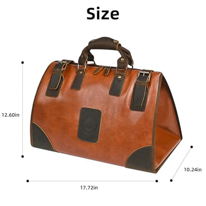 Canvas + Leather Travel Luggage Tote Duffle Gym Suitcase Weekender Overnight Bag For Men Male FB8151 (8151-Coffee) - color: 8151-pu-red Coffee