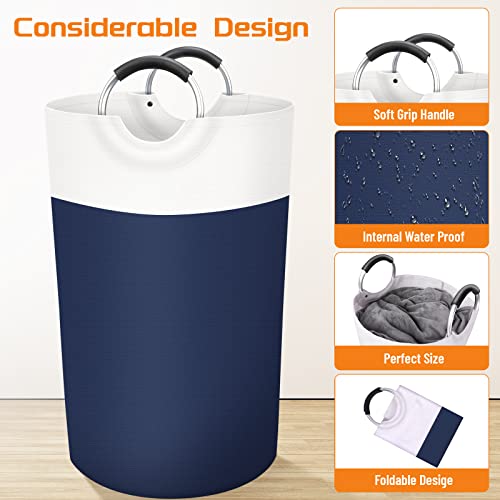 BlissTotes 90L Laundry Basket, Freestanding Collapsible Hamper, Blue - color: Blue, size: 90L