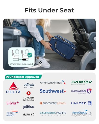 BAGSMART 16" Underseat Carry On Luggage Softside Suitcase, Navy Blue - color: Underseat-Dark Blue