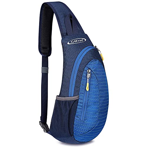G4Free Small Sling Bag for Men Women, Crossbody Bags for Travel Outdoor | Durable Nylon Lightweight Sling Bag, Multi-Compartment, Adjustable Strap Chest Shoulder Bags Hiking Sports(Blue) - color: Blue
