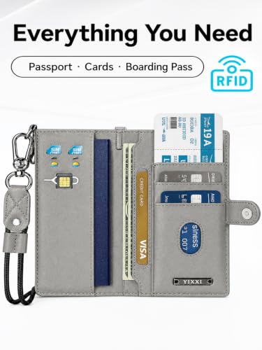 Trackable Passport Holder for Travel, RFID Blocking Wallet, Grey - color: Grey